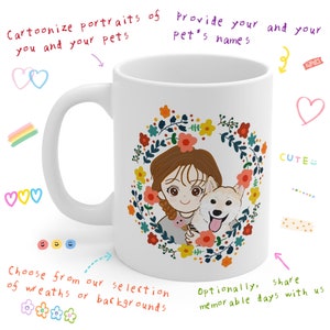 Tazza RITRATTO DI COPPIA PERSONALIZZATA, Tazza personalizzata da foto, Tazza personalizzata, Tazza personalizzata per animali domestici da foto, Ritratto in stile cartone animato, Ritratto di cane, Regalo