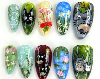 Uñas postizas Ghibli: Totoro, Jiji y Sprite de hollín