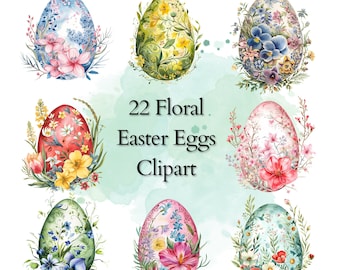 Aquarell Ostereier Clipart, Blumen Osterei Clipart, niedliche Frühling Ostereier Png, Ostern Designs, Sublimation, transparenter Hintergrund