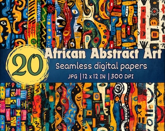 African Abstract Seamless Patterns, Ethnic Digital Papers, Vibrant Tribal Designs, Boho Backgrounds, Cultural Art Wallpaper, Scrapbooking