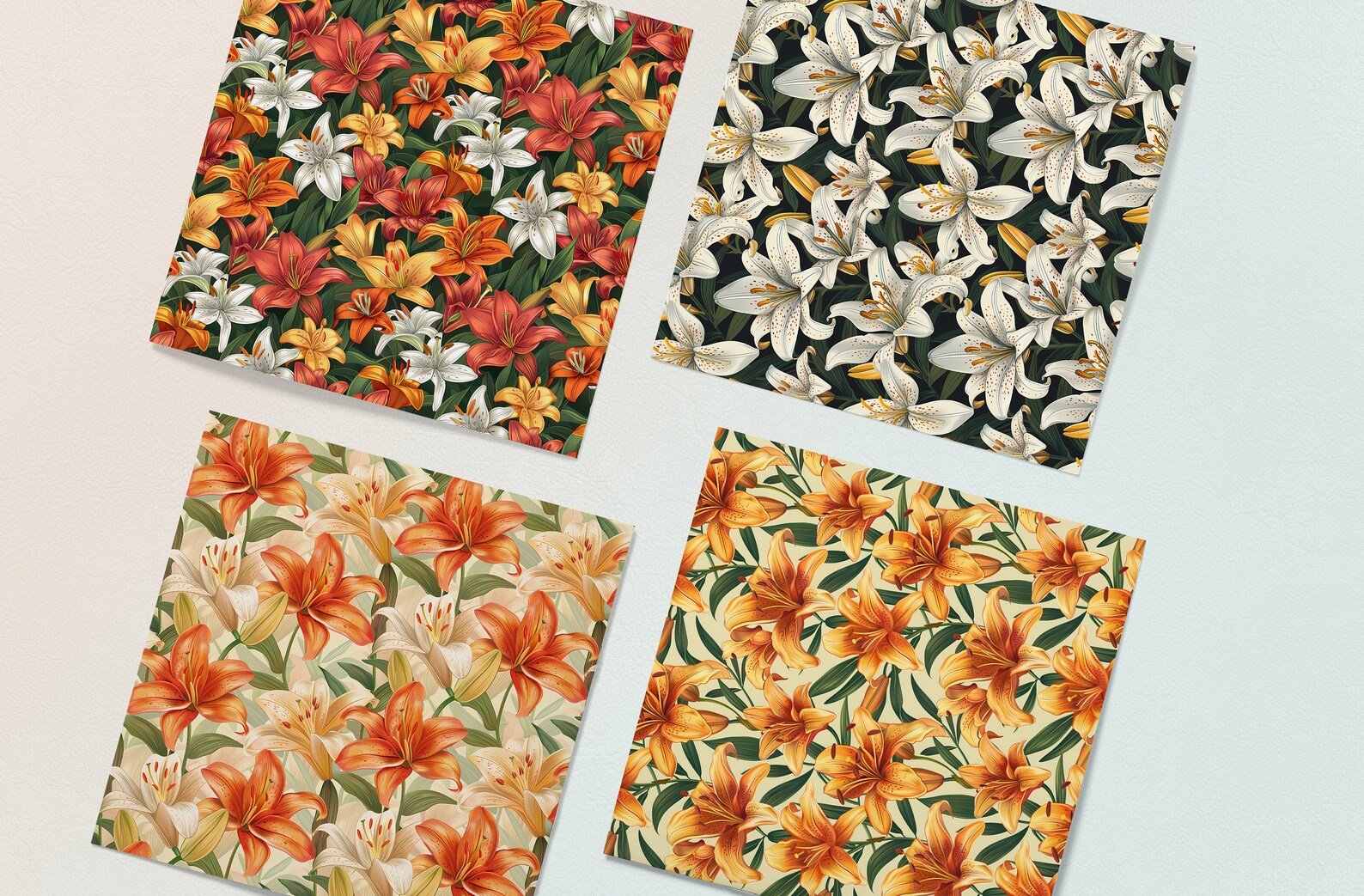 Lily Flowers Seamless Pattern, Lily Florals Digital Papers, Lilies ...
