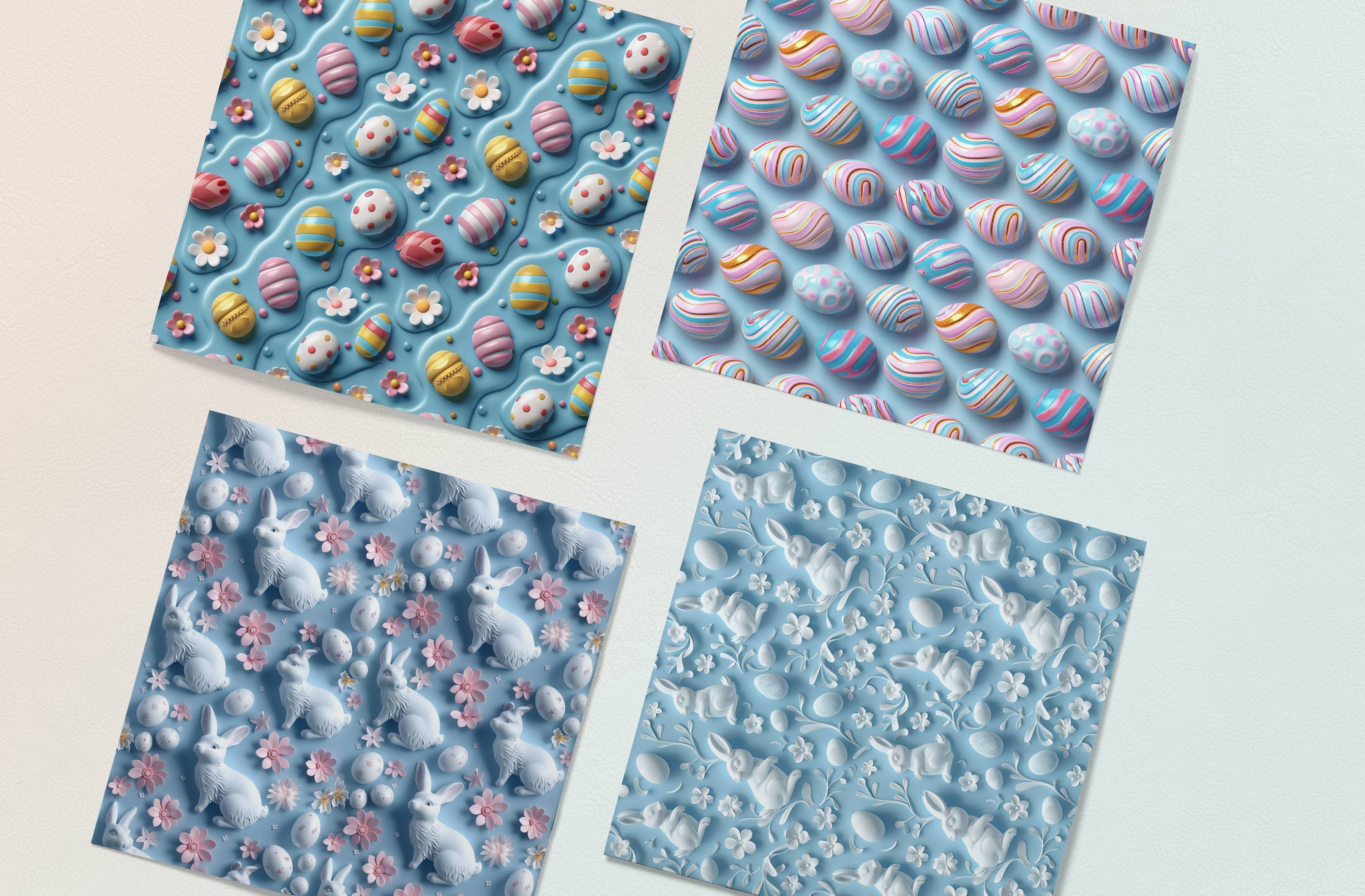 20 Cute 3D Easter Seamless Digital Papers, 3D Easter Wrapping Paper ...