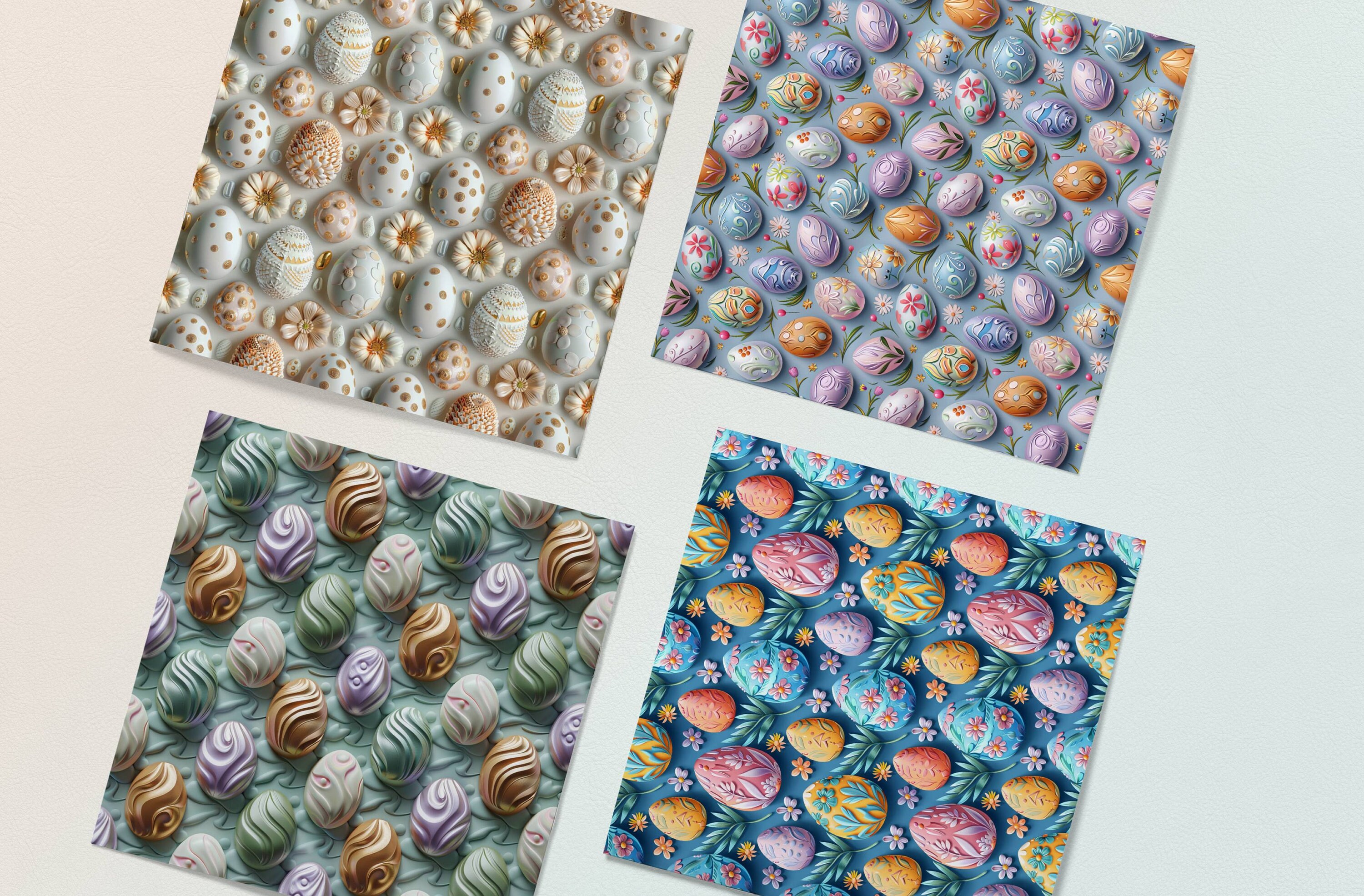 20 Cute 3D Easter Seamless Digital Papers, 3D Easter Wrapping Paper ...