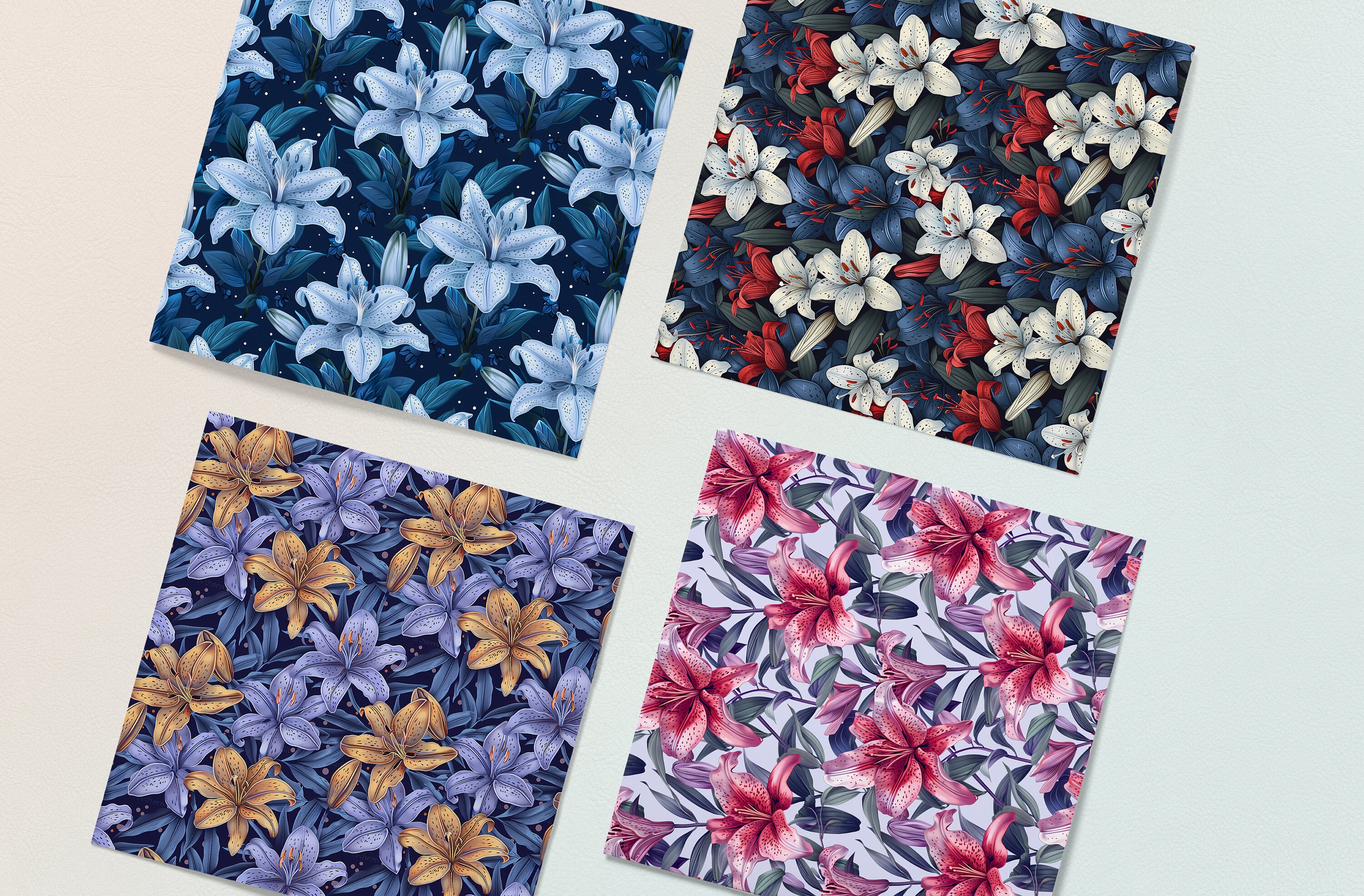 Lily Flowers Seamless Pattern, Lily Florals Digital Papers, Lilies ...