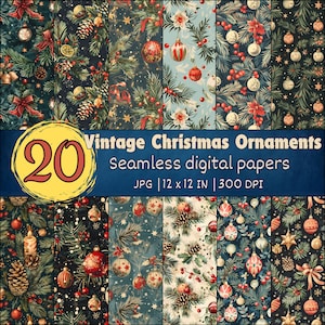 Vintage Weihnachten Muster, Retro Ornament, digitale Papiere, Weihnachtshintergründe, alte Schule Weihnachtsdesigns, Tapeten