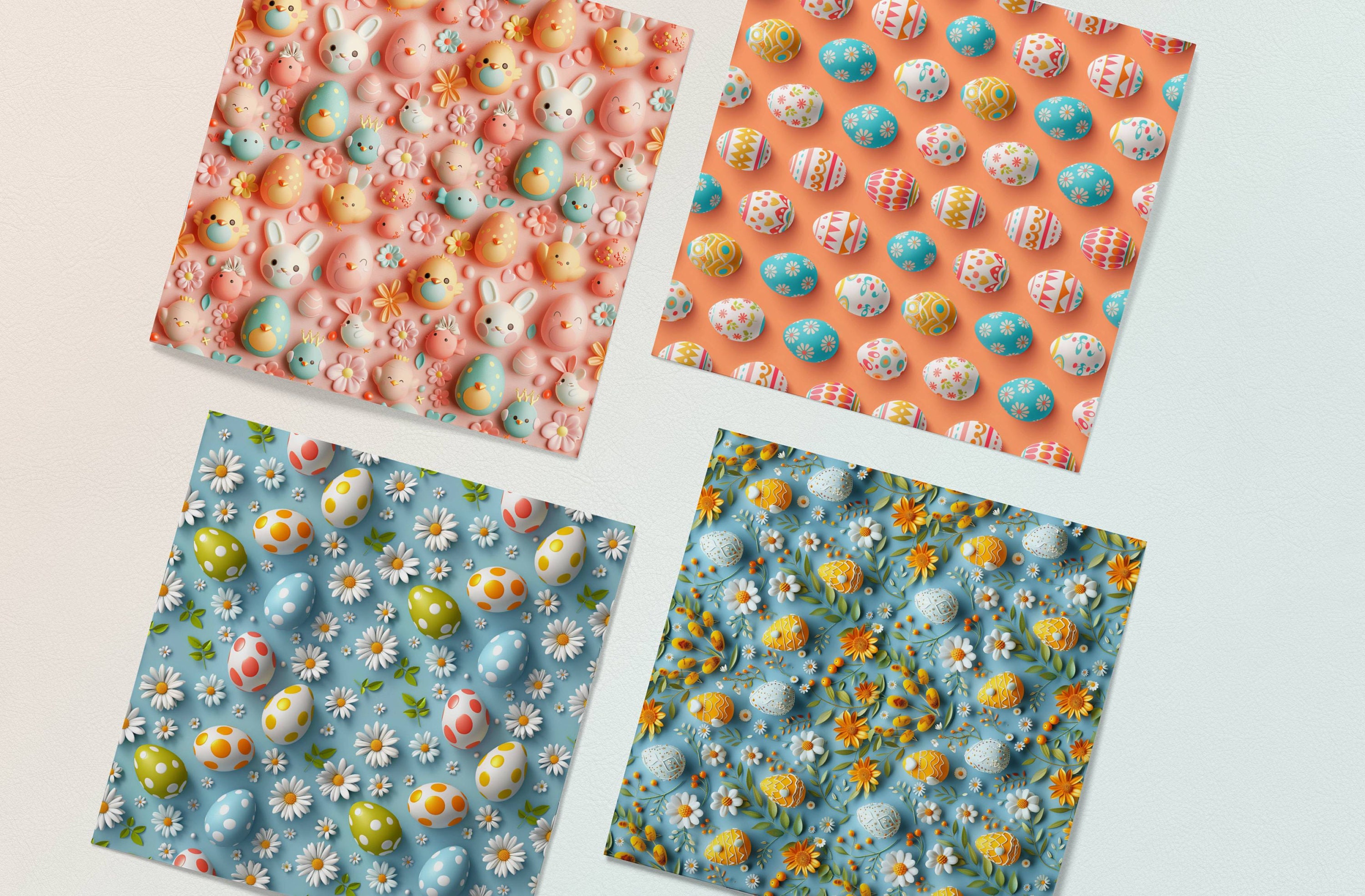 20 Cute 3D Easter Seamless Digital Papers, 3D Easter Wrapping Paper ...