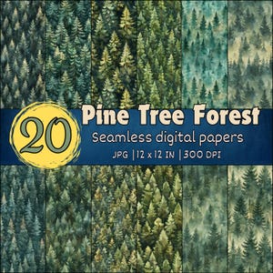 Modèle sans couture aquarelle forêt de pins, papiers numériques forêt brumeuse, conception sur le thème de la nature, fond boisé, papier peint forêt brumeuse