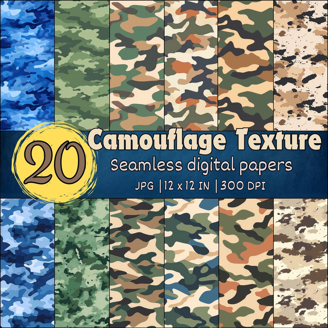 Camouflage Seamless Patterns, Military Texture Digital Papers, Army ...