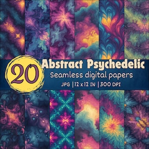 Psychedelische abstrakte nahtlose Muster, buntes digitales Papier, lebendige Swirl Tie-Dye-Designs, bunte abstrakte Hintergründe