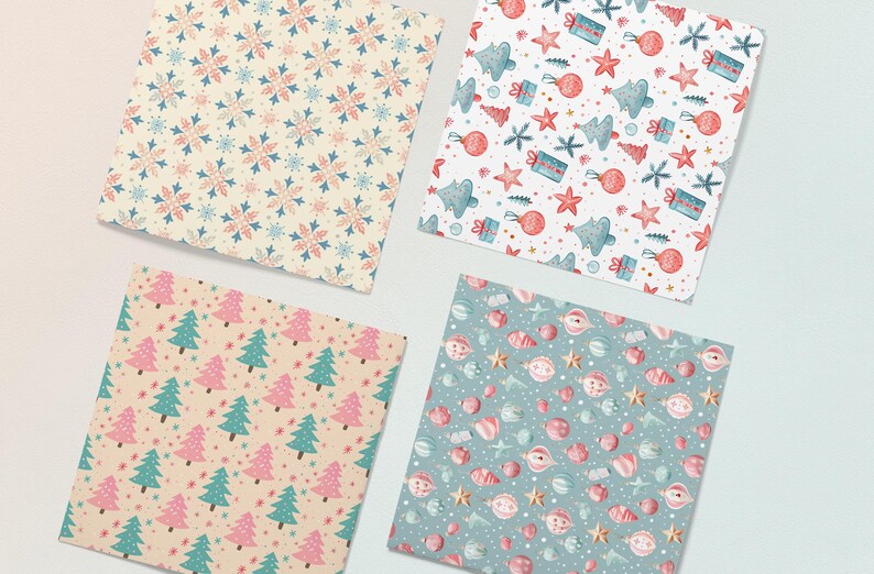 Pastel Christmas Seamless Patterns, Christmas Tree Digital Papers ...