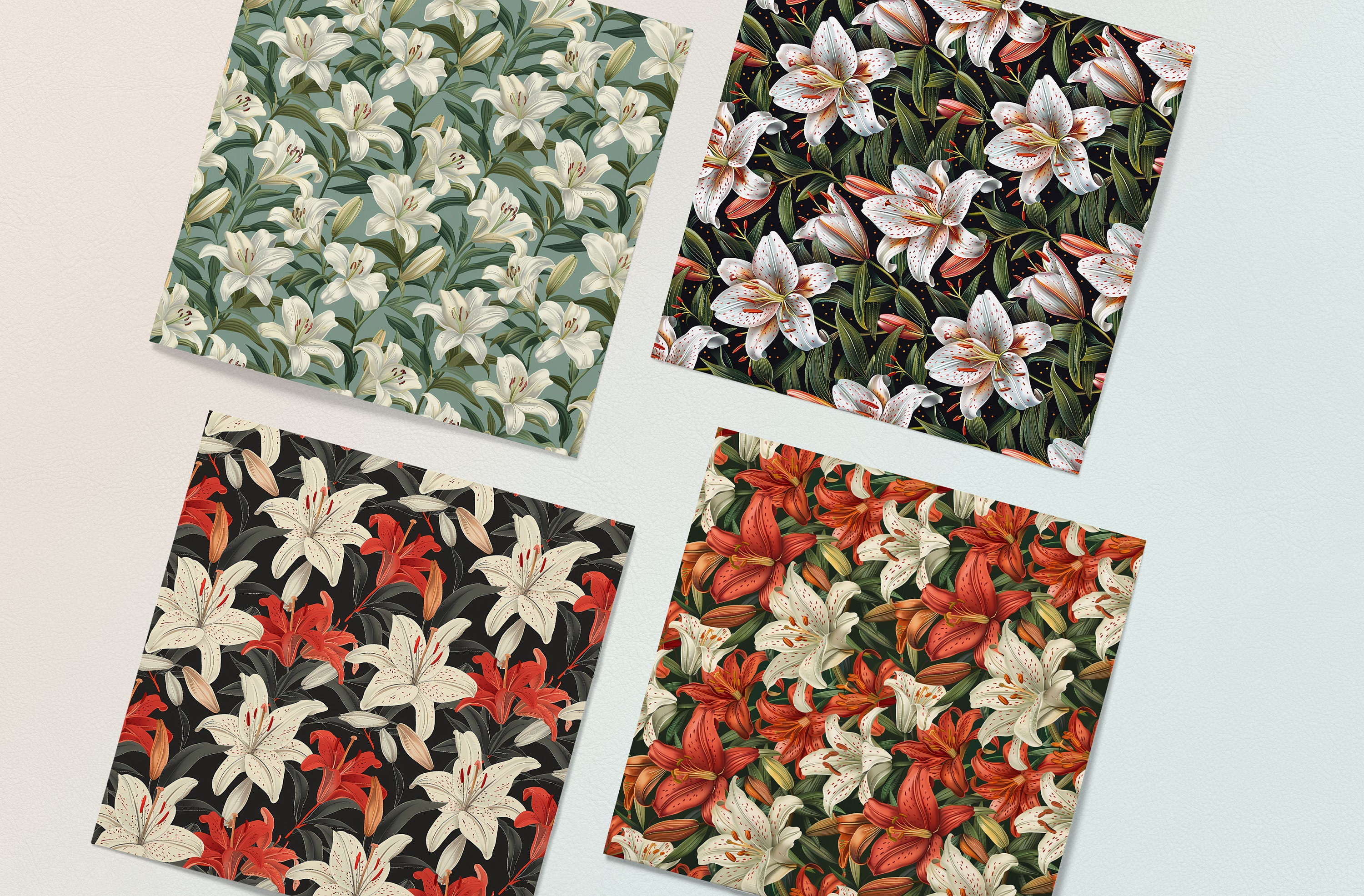 Lily Flowers Seamless Pattern, Lily Florals Digital Papers, Lilies ...