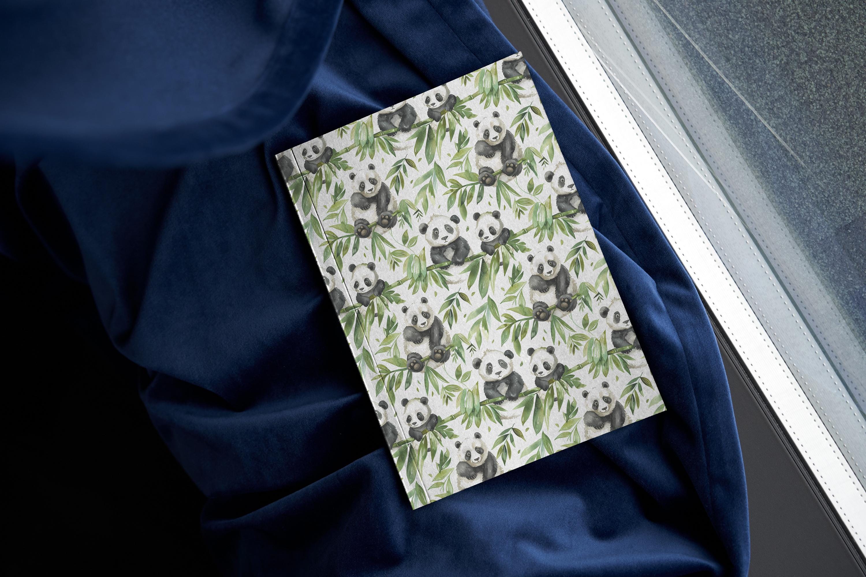 Cute Panda Seamless Patterns, Bamboo Forest Digital Papers, Watercolor ...