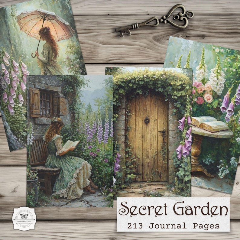 Secret Garden Junk Journal Pages – Romantic Botanical Ephemera, Floral ...