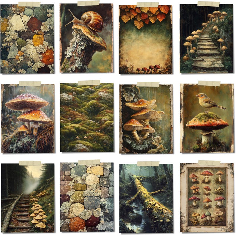 Mushroom Junk Journal Pages – Woodland Printable Ephemera, Nature ...