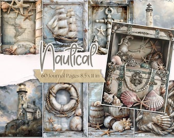 Nautical Junk Journal Pages: Vintage Maritime Ephemera (Digital Download)