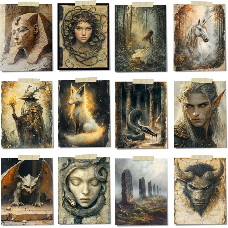 Legendary Creatures Junk Journal Pages – Fantasy Printable Kit ...