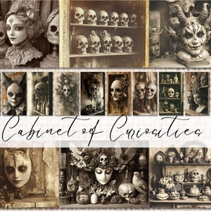 Cabinet of Curiosities Spooky Ephemera Creepy Photos Printable Vintage Halloween Junk Journal Horror Ephemera Gothic Crafts Digital Download