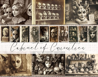 Griezelige ephemera: vintage halloweenfoto's voor gothic junkjournals (digitale download)