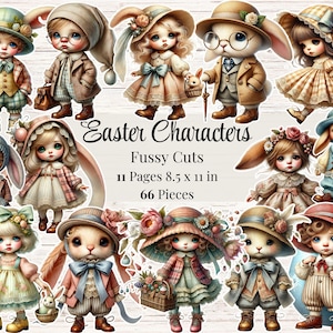 Cortes Fussy de Páscoa Clipart Imprimíveis de Páscoa Diário de Junk Caprichoso Recortes de Coelhinho da Páscoa Suprimentos para Scrapbook Cartões ATC Digitais Efêmeras da Primavera