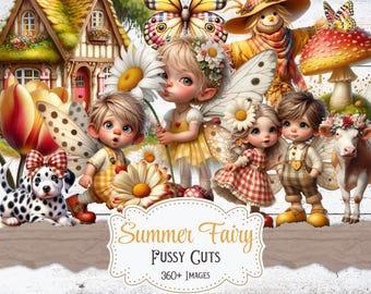 Summer Fairy Fussy Cuts | Cottagecore Ephemera, Junk Journal (Digital Download)