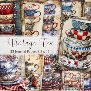 Vintage Tea Junk Journal Pages Tea Time Printables Tea Party Digital Papers Victorian Tea Collage Tea Lover Scrapbook Teacup Ephemera