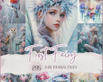 Winter Fairy Junk Journal Pages – Winter Fantasy printables, betoverd plakboek, magische ephemera, digitale download