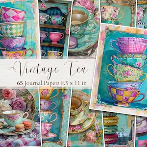 Whimsical Tea Junk Journal Pages Teacups Printables Afternoon Tea Party Digital Papers Victorian Tea Ephemera Tea Time Scrapbooking