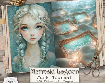 Mermaid Lagoon Junk Journal Pages – Ocean Printable Ephemera, Underwater Fantasy, Coastal Scrapbooking (Digital Download)