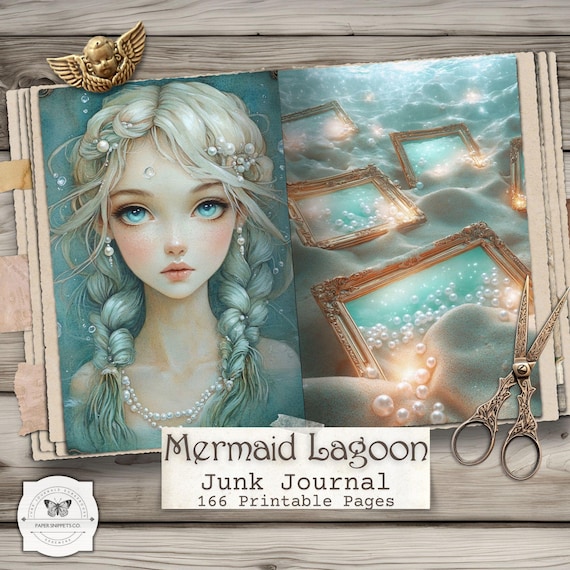 Mermaid Lagoon Junk Journal Pages – Ocean Printable Ephemera, Underwater Fantasy, Coastal Scrapbooking (Digital Download)