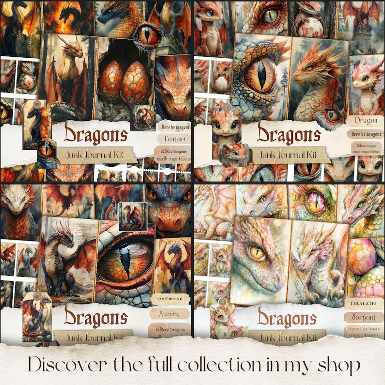 Dragon Junk Journal Kit: Mystical Ephemera, Medieval Pages (Digital Download) image 11