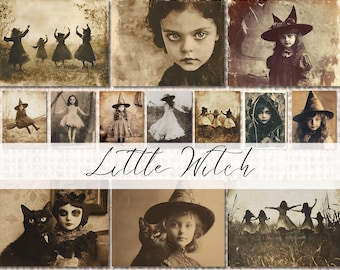 Vintage Witch Ephemera Kit: Halloween Junk Journal Images (Digital Download)