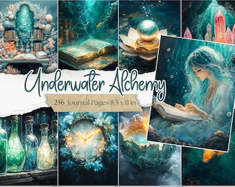 Underwater Alchemy Junk Journal Pages: Printable Mermaid Ephemera, Ocean Fantasy (Digital Download)