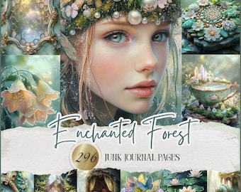 Enchanted Forest-junkdagboekpagina's – Fairy Woodland afdrukbare ephemera, digitale download