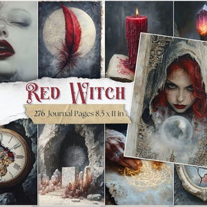 Red Witch Junk Journal Pages Occult Witch Digital Papers Dark Witchy Printable Scrapbook Gothic Grimoire Pages Mystical Witchcraft Ephemera