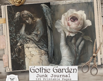 Gothic Garden Junk Journal Pages: Printable Dark Romantic Ephemera (Digital Download)