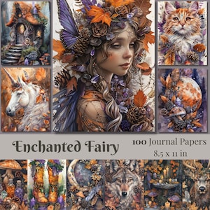 Pages de journal féerique féerique imprimables fées des forêts Kit de journal indésirable enchanté enchanté automne fée éphémères magiques scrapbooking papiers téléchargement numérique