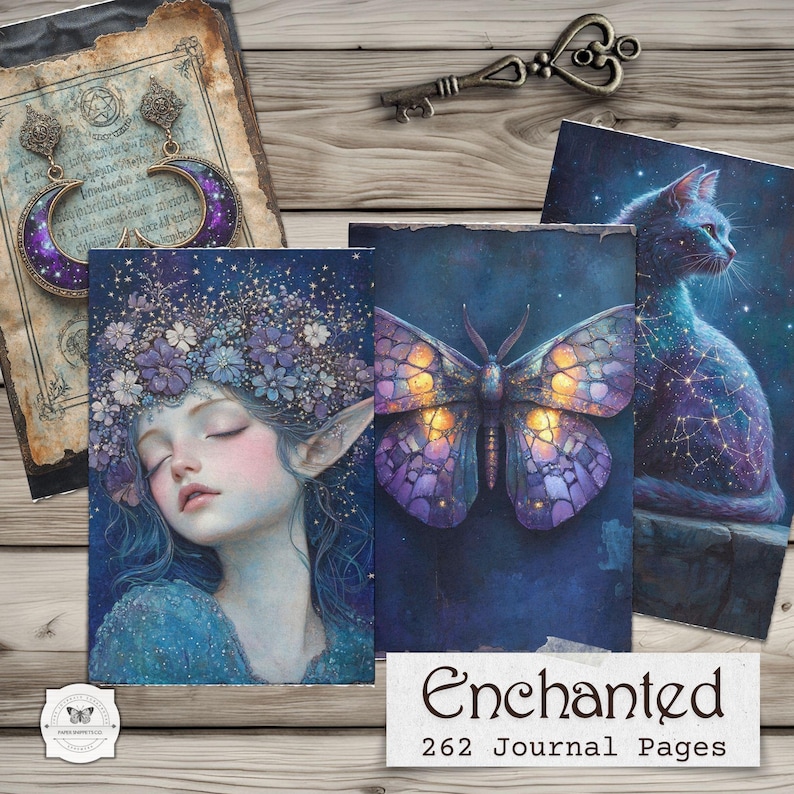 Enchanted Junk Journal Pages: Mystical Celestial Fairy Ephemera (Digital Download) image 4