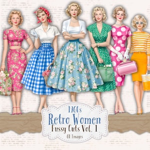 Donne retrò anni '60, tagli elaborati, bambole di carta vintage, moda anni '60, stampabili, diario di moda, scrapbooking, collage digitale, ritagli di effimeri