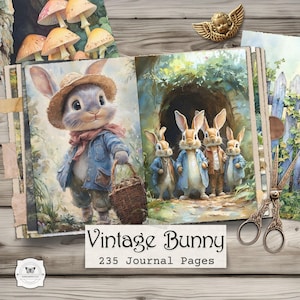 Vintage Bunny Junk Journal Pages: Spring Garden Ephemera (Digital Download)