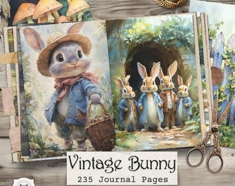 Vintage Bunny Junk Journal Pages: Spring Garden Ephemera (Digital Download)