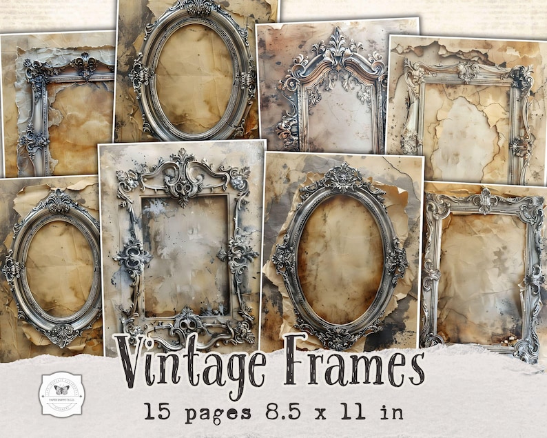 Vintage Frames Ephemera: Printable Junk Journal Pages (digital Download ...