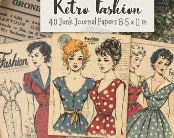 Retro 50s Fashion Junk Journal Kit: Printable Vintage Ephemera (Digital Download)
