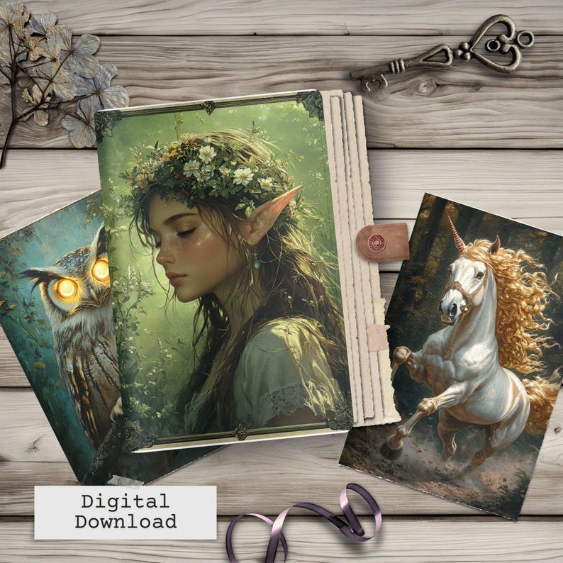 Elven Forest Junk Journal Pages – Dark Fantasy Woodland Printable Kit ...