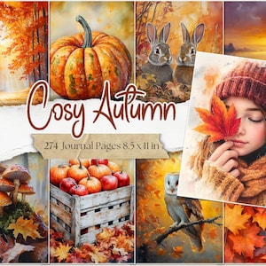 Autumn Junk Journal Pages Rustic Fall Scrapbook Printables Cosy Fall Digi Kit Thanksgiving Junk Journal Digital Vintage Cottagecore Ephemera