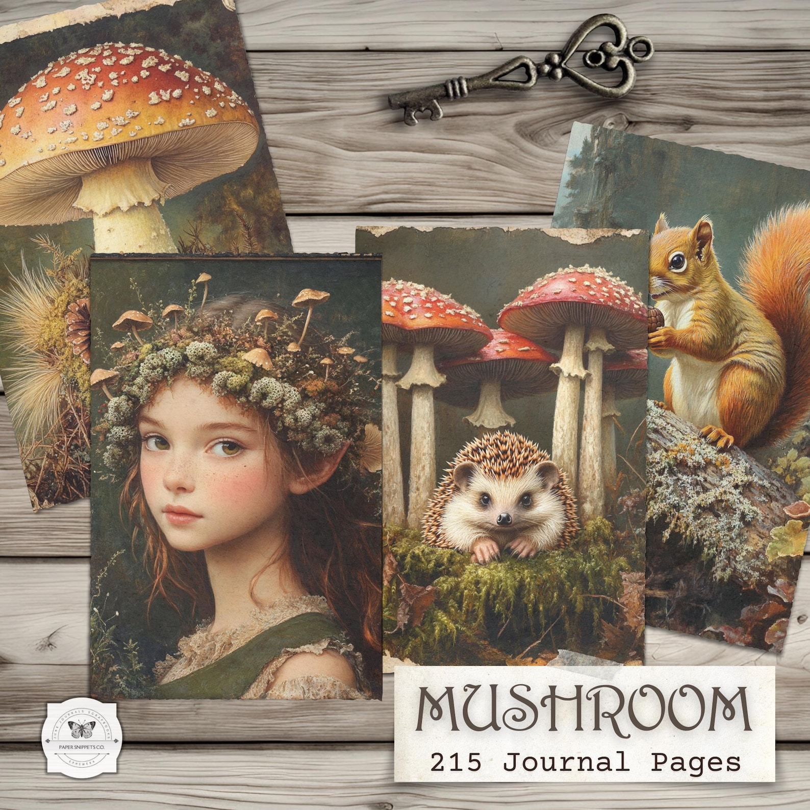 Mushroom Junk Journal Pages – Woodland Printable Ephemera, Nature ...