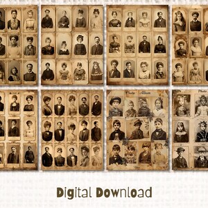 May include: A digital download of 64 vintage style photo frames. The frames are in a sepia tone and have a distressed look. The frames are arranged in a grid pattern and are perfect for adding a vintage touch to your photos.