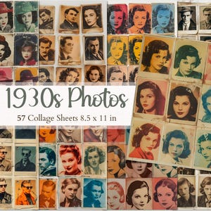 1930s Vintage Photos Ephemera Retro Portrait Printables Antique Photo Collage Retro Portraits 1930s Junk Journal Historical Scrapbooking