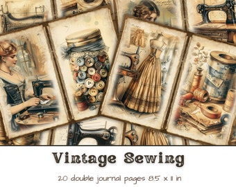 Vintage Sewing Junk Journal Pages, Retro Scrapbooking Kit, Sewing Ephemera, Retro Sewing Digital Printable Pages, Scrapbook Supplies, Crafts