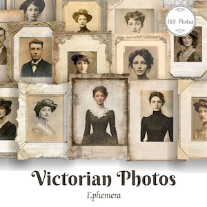 Viktorianische Era Fotos Ephemera, Viktorianische Porträts Junk Journal, 1900er Jahre druckbare Seiten, Vintage Scrapbooking Zubehör, alte digitale Fotos