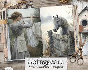 Cottagecore Junk Journal Kit: Shabby Chic Printable Ephemera, Cozy Cottage Digital Papers
